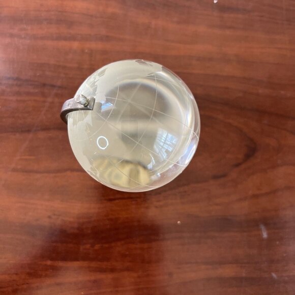 Frosted Etched Glass Crystal World Earth Globe Statue with Stand Paperweight - Picture 3 of 6